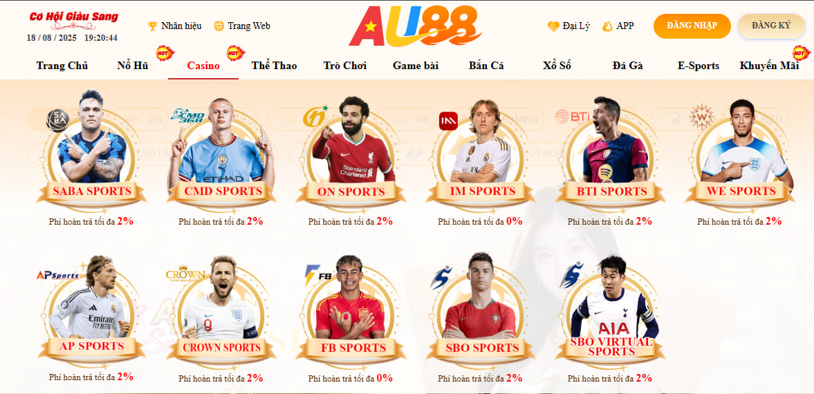 AU88 – TRANG CHỦ CHÍNH THỨC AU 88 UY TÍN XANH CHÍN NHẤT 2026 22 Sảnh thể thao AU88 với đa dạng kèo cược hấp dẫn từ kèo góc, kèo thẻ phạt, kèo tỷ số, kèo châu Á, kèo châu Âu,...